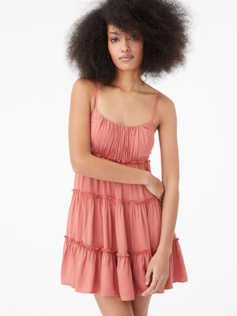 Aeropostale Tiered Spaghetti-Strap Sundress in Dusty Rose size L great condition